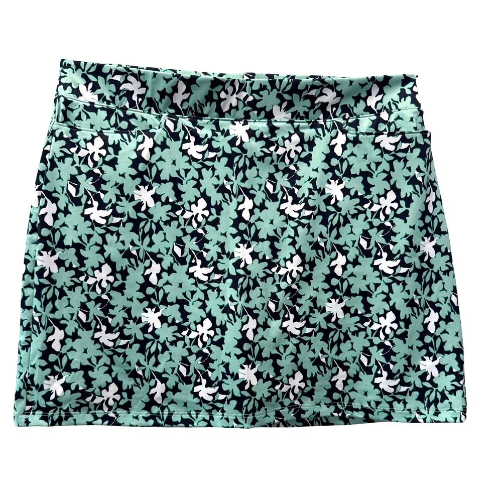 CHICO'S Zenergy Floral Leaf Print Active Skort Women's Size L Green Black NWOT